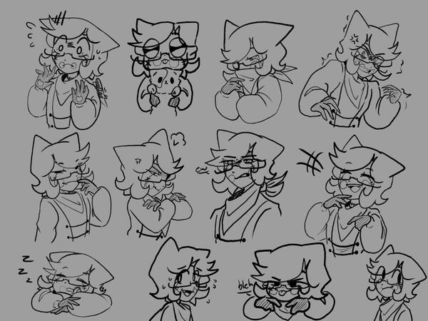 Foxy (me)- clown sona expression sheet