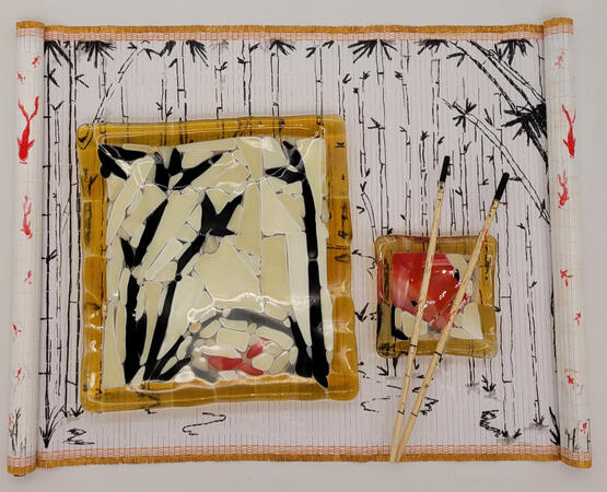 &quot;Bamboo Koi&quot;- Glass and matt