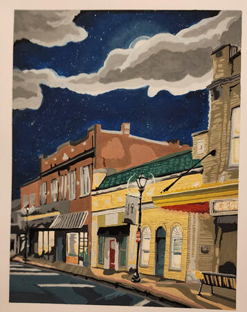 "Down Town"- gouache